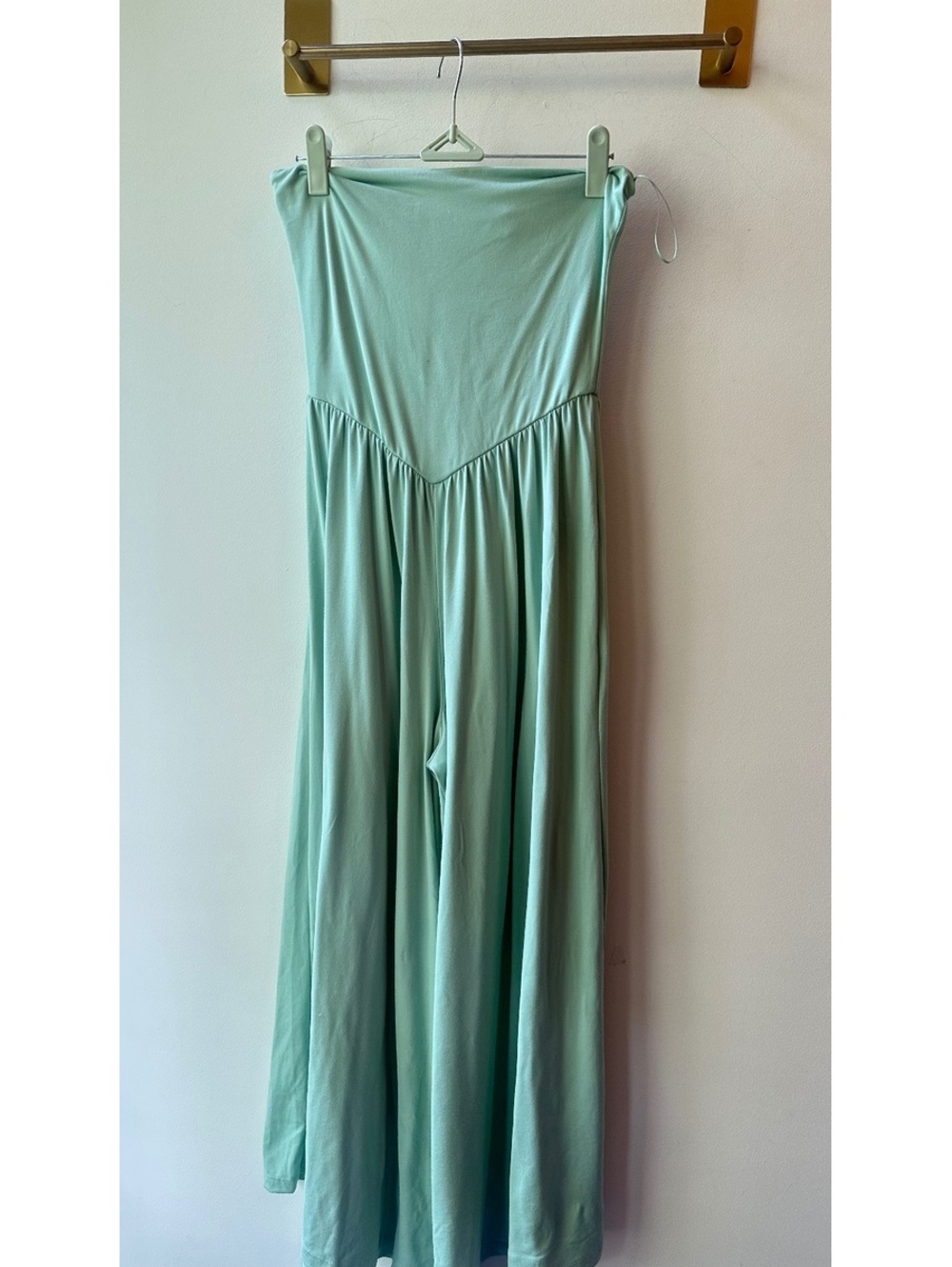By Together Mint Strapless Wide Leg Jumpsuit, 14” Pit to Pit